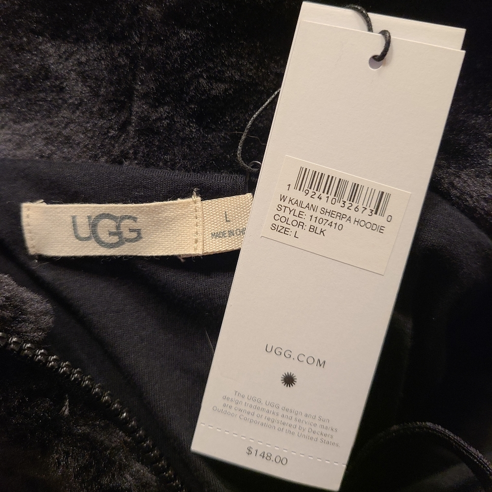 NWT UGG Kailani Black Sherpa Hoodie L - Picture 4 of 4